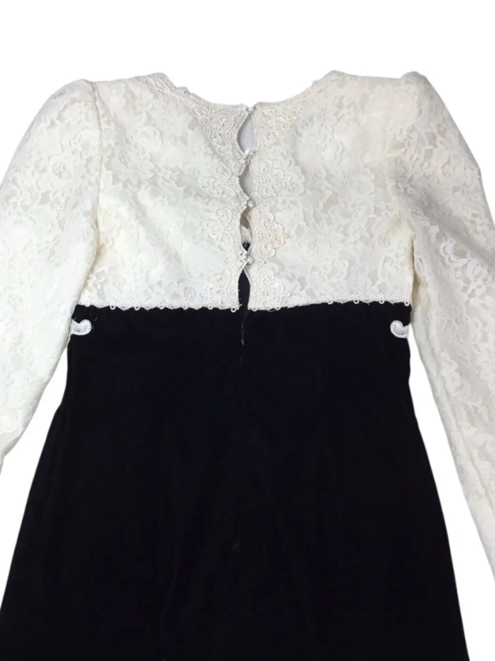 Scott McClintock Jessica Vintage Black Velvet Dress Maxi Lace Empire Size 10